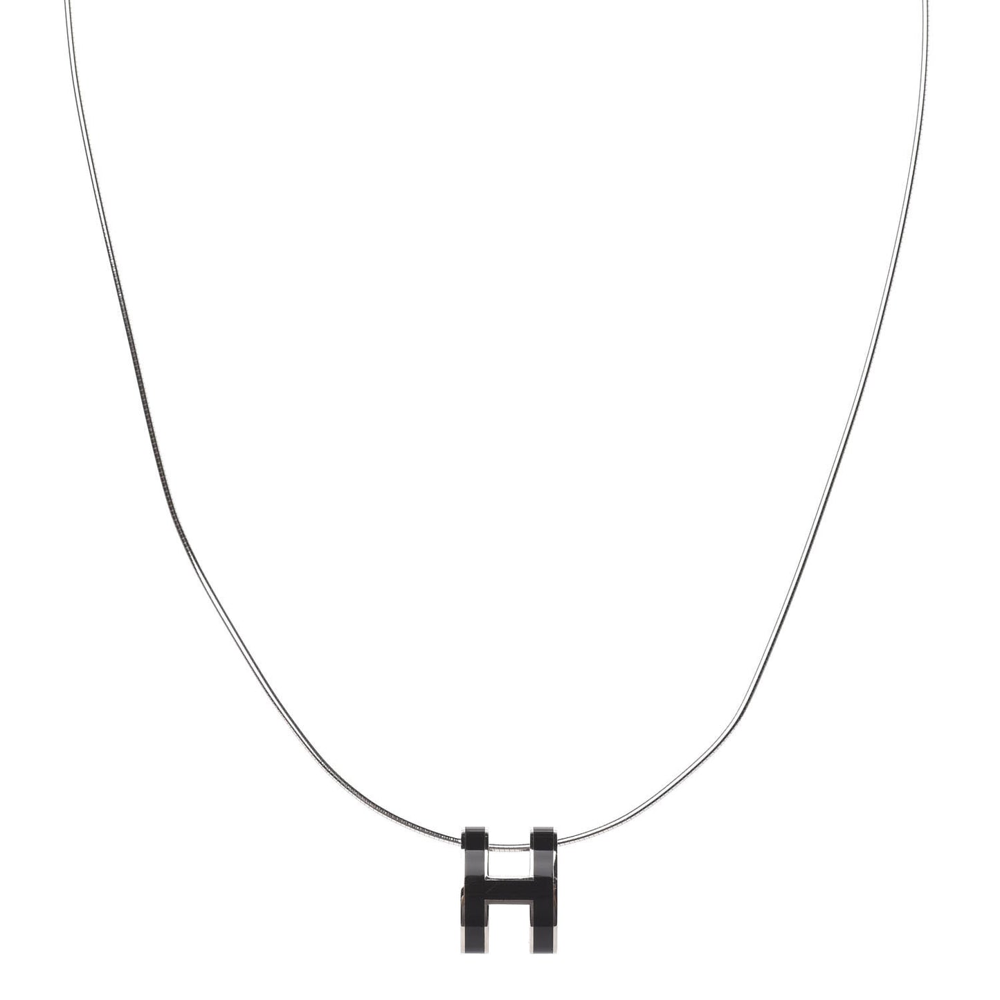 Lacquered Palladium Pop H Pendant Necklace Black