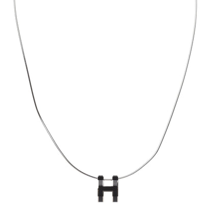 Hermes Lacquered Palladium Pop H Pendant Necklace Black 1 of 6