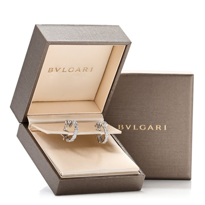 Bulgari 18K White Gold Diamond Serpenti Viper Hoop Pave Earrings 5 of 5