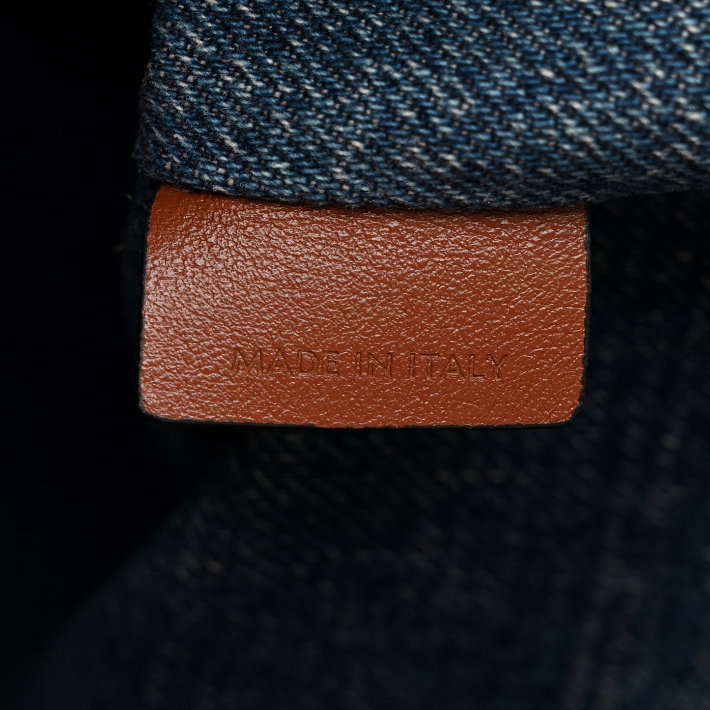 Denim Calfskin Logo Bucket 16 Bag Blue