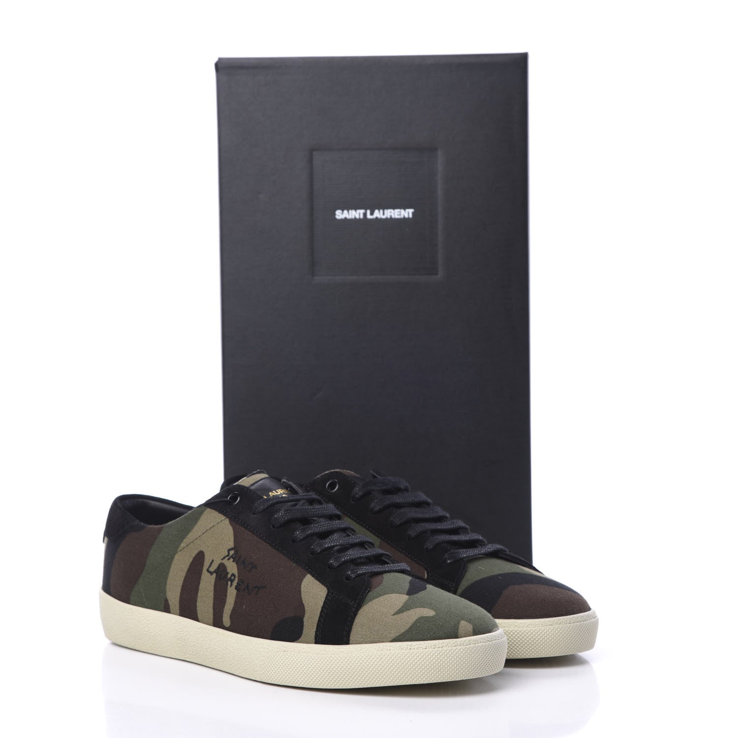 Saint Laurent Canvas Camouflage Signa SL/06 Low Top Sneakers 44 Kaki 8 of 8