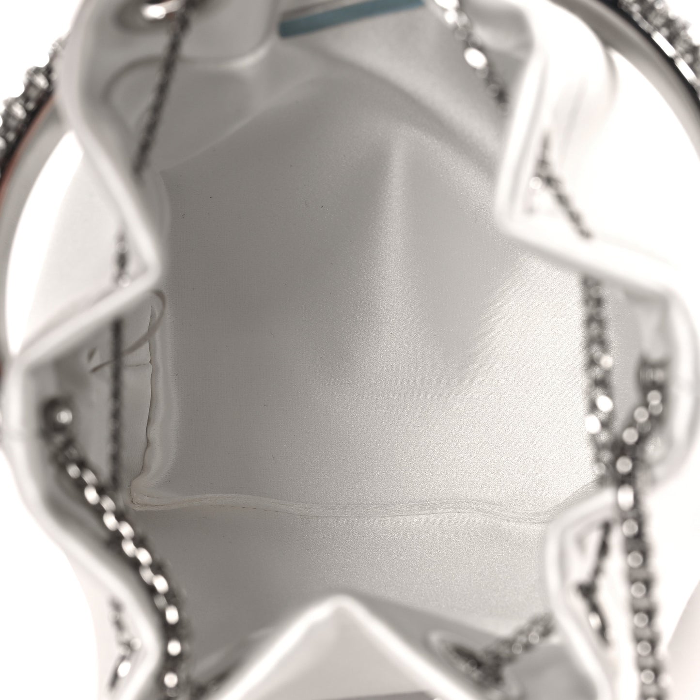 Satin Crystal Embellished Top Handle Bon Bon Bag Ivory