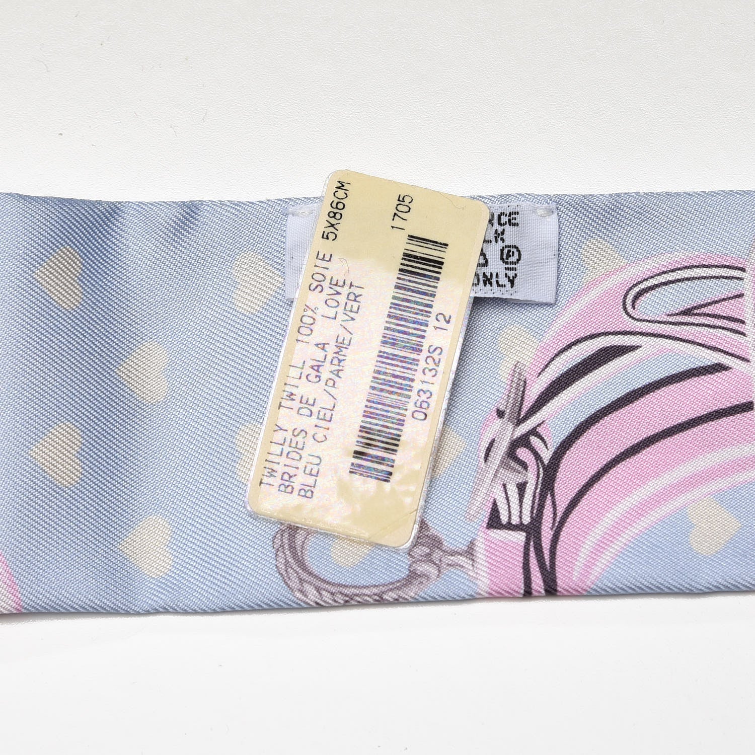Hermes Silk Brides De Gala Love Twilly Bleu Ciel Parme Vert 4 of 5