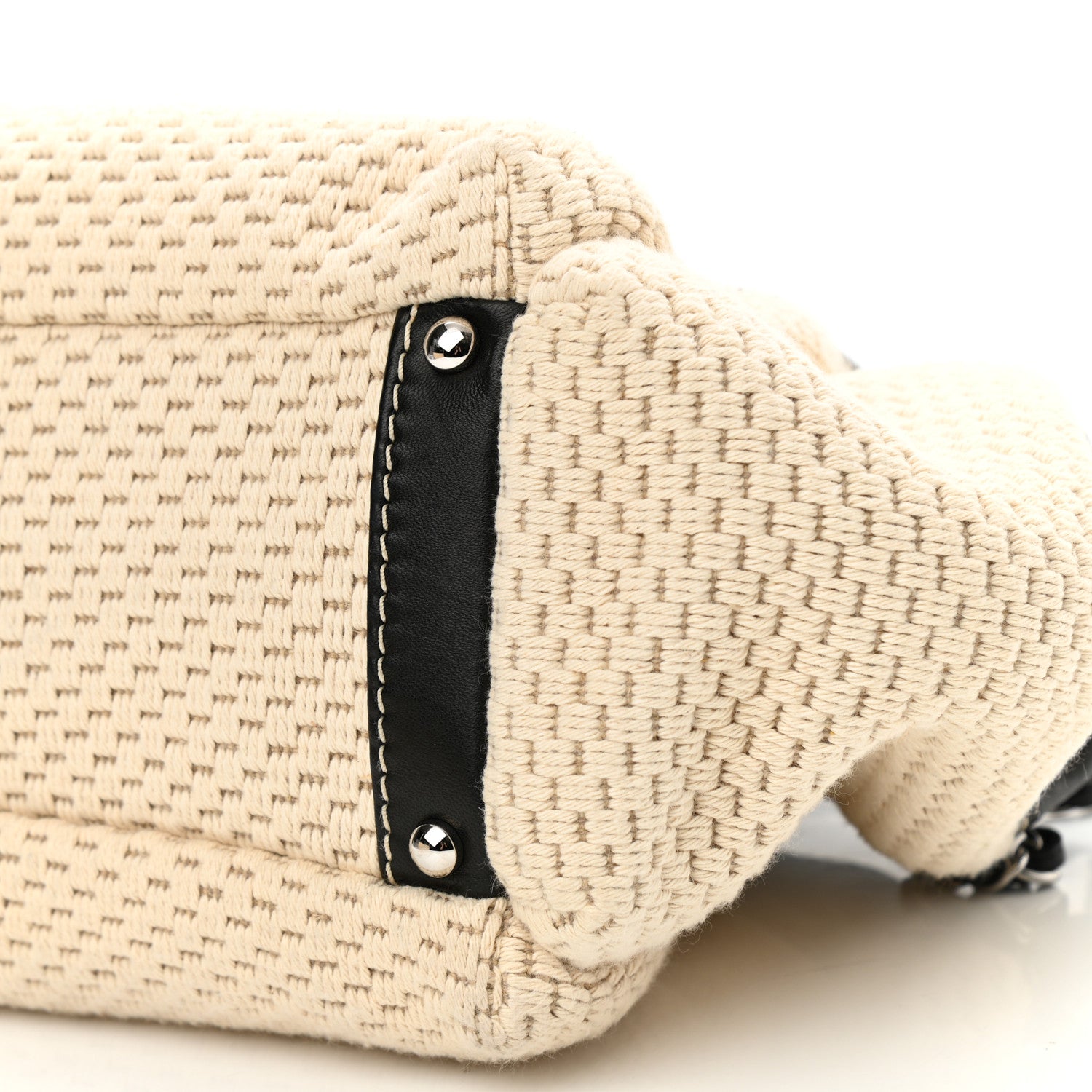 Chanel Canvas Woven Lambskin Lax Accordion Hobo Black 9 of 9