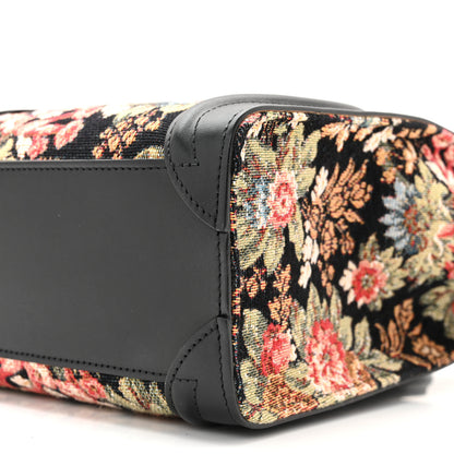 Celine Calfskin Lambskin Canvas Jacquard Floral Nano Luggage Black 11 of 11