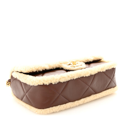 Chanel Shearling Lambskin Quilted Furry Coco Flap Beige Dark Brown 7 of 21