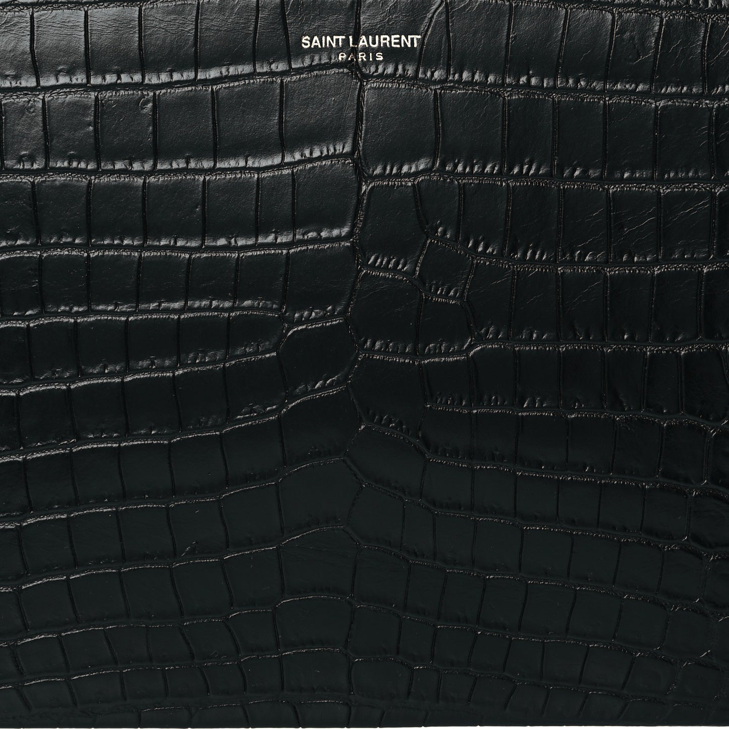 Calfskin Crocodile Embossed Zip Mini Tablet Sleeve Black