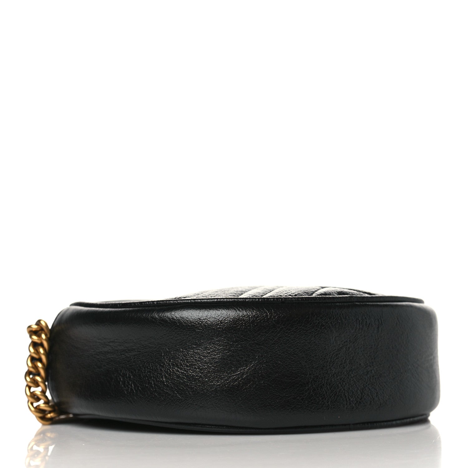 Gucci Azalea Calfskin Matelasse Heart Mini GG Marmont Round Shoulder Bag Black 3 of 8