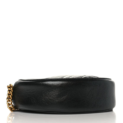 Gucci Azalea Calfskin Matelasse Heart Mini GG Marmont Round Shoulder Bag Black 3 of 8