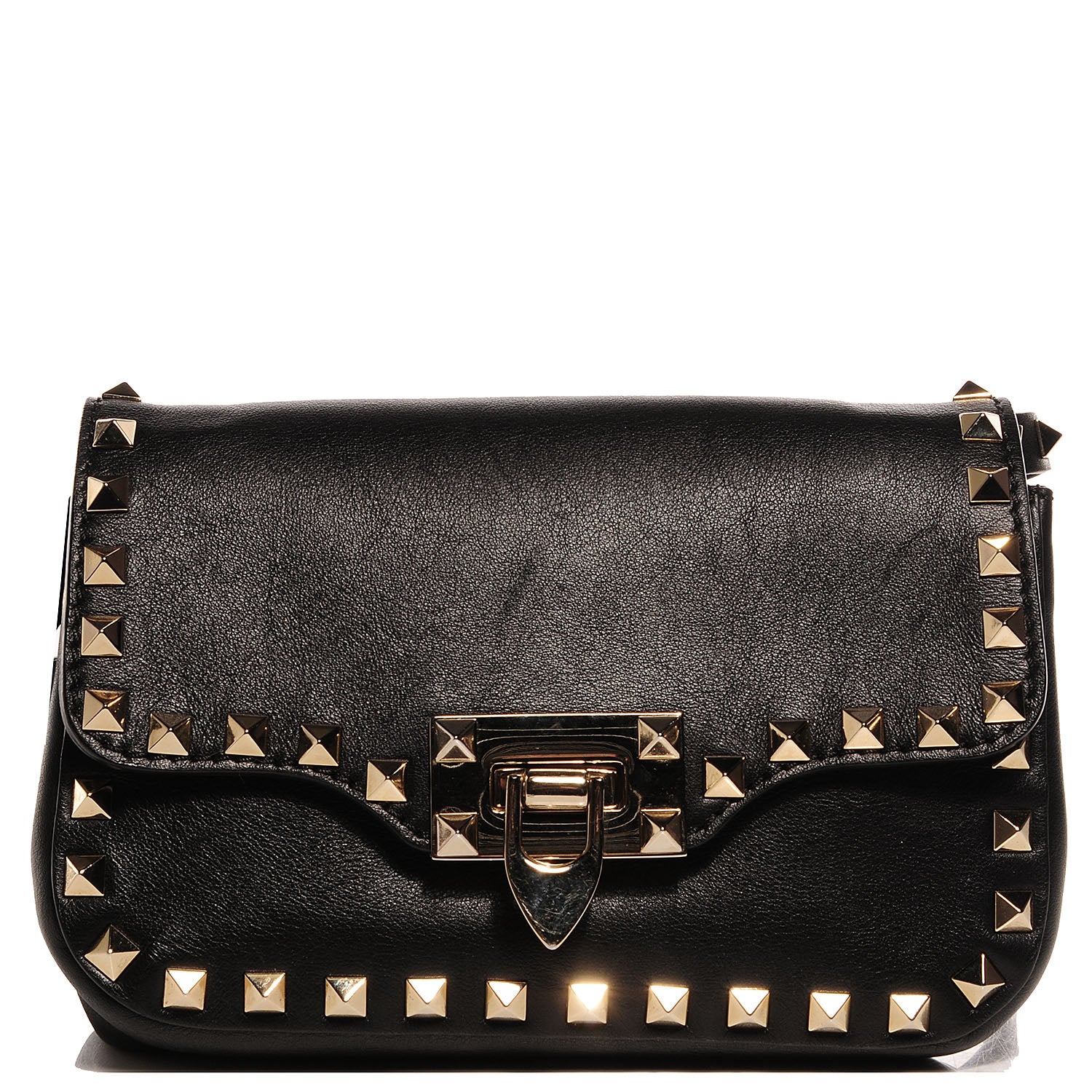 Valentino Garavani Vitello Mini Rockstud Flap Saddle Crossbody Bag Black 1 of 9