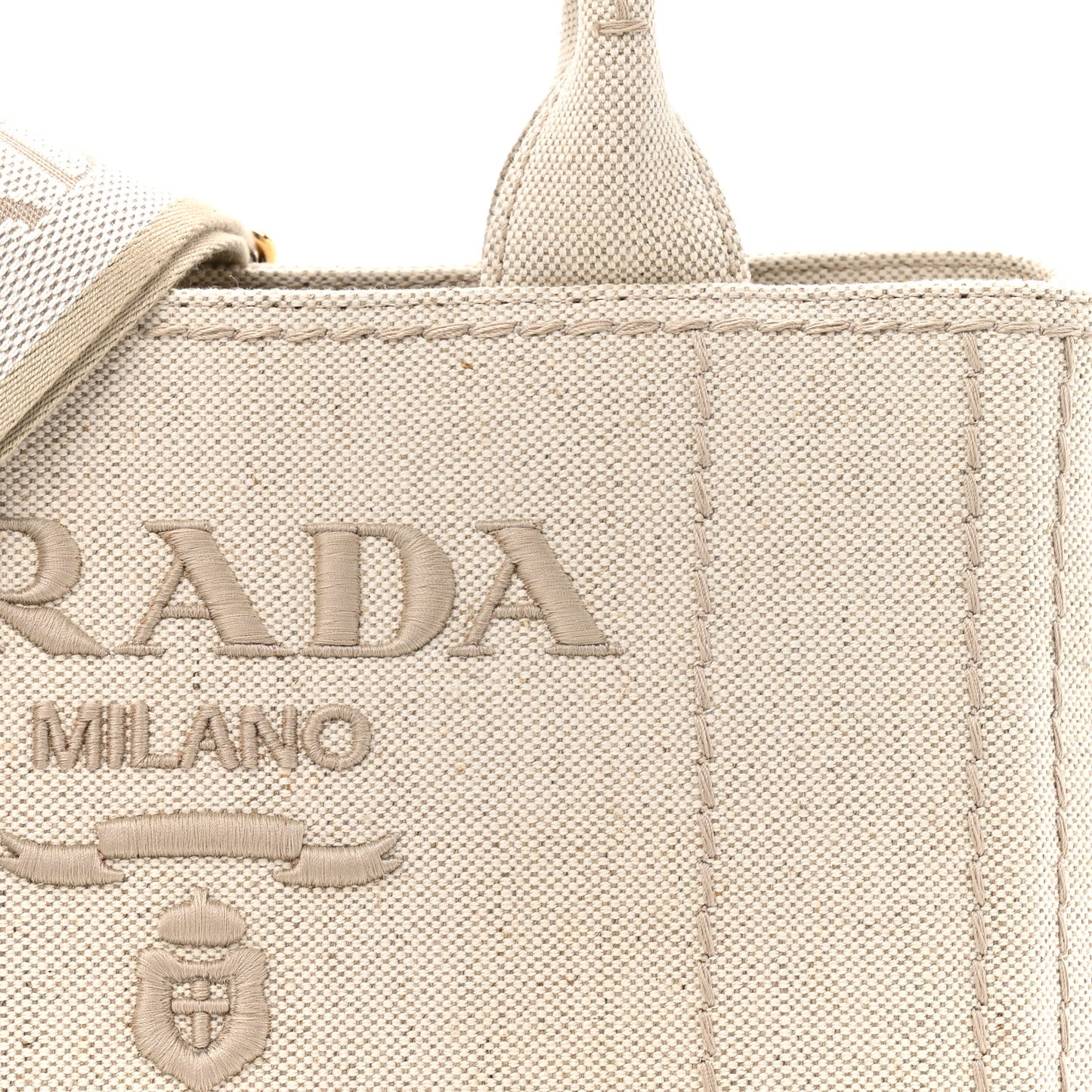 Canvas Mistolino Ricamo Small Logo Tote Naturale