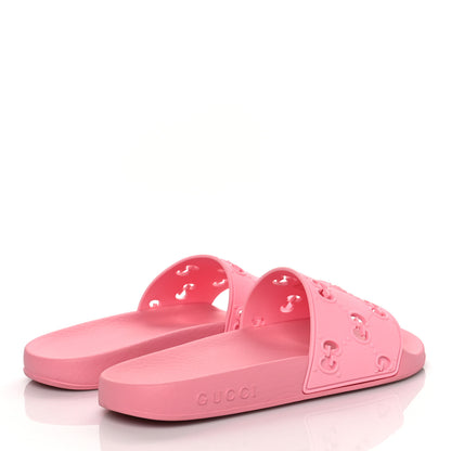 Gucci Rubber GG Monogram Perforated Womens Slide Sandals 39 Rose Box 4 of 6