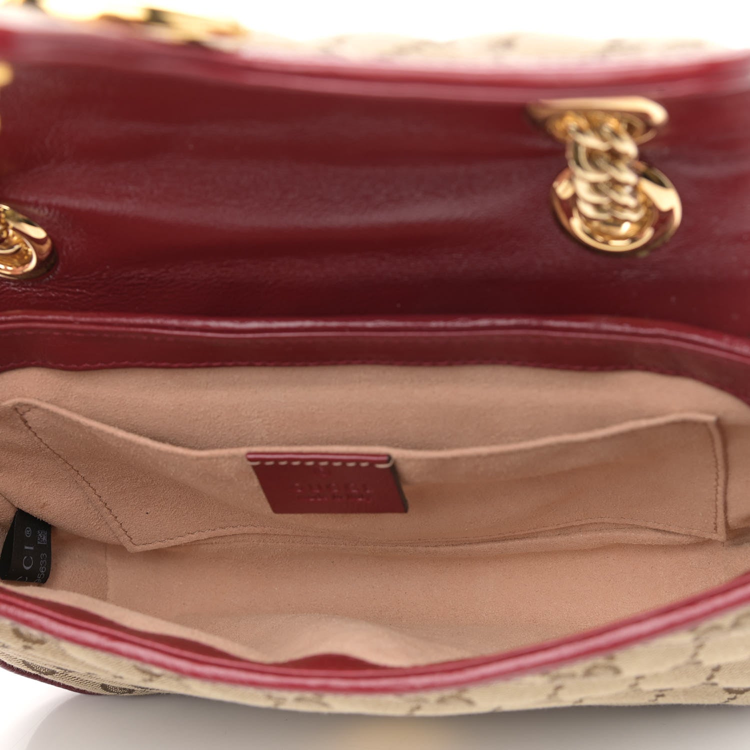 Gucci Monogram Azalea Calfskin Matelasse Diagonal Mini GG Marmont Shoulder Bag Beige Ebony New Cherry Red 5 of 10