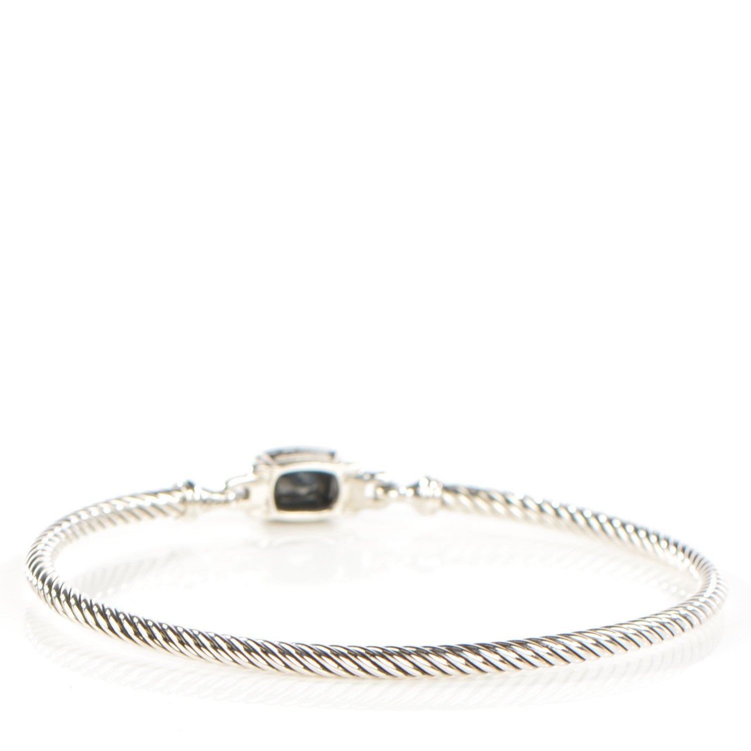 David Yurman Sterling Silver Diamond Hematite 3mm Petite Wheaton Bracelet 3 of 6