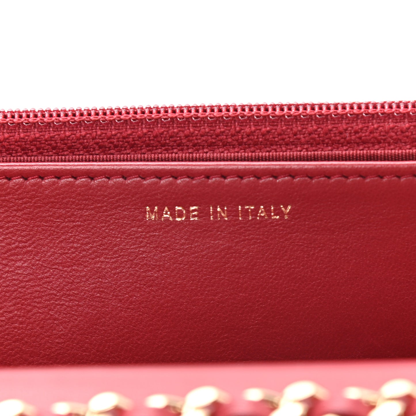 Lambskin Quilted Trendy CC Wallet On Chain WOC Red