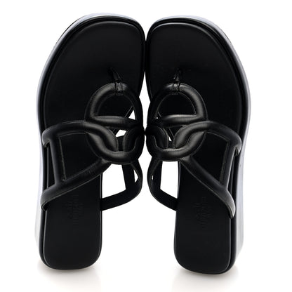 Hermes Nappa Gipsy Sandals 38 Black 2 of 9