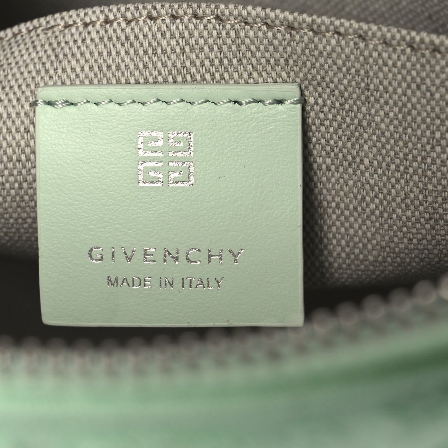 Terry Cloth Logo Zipped Pouch Aqua Green