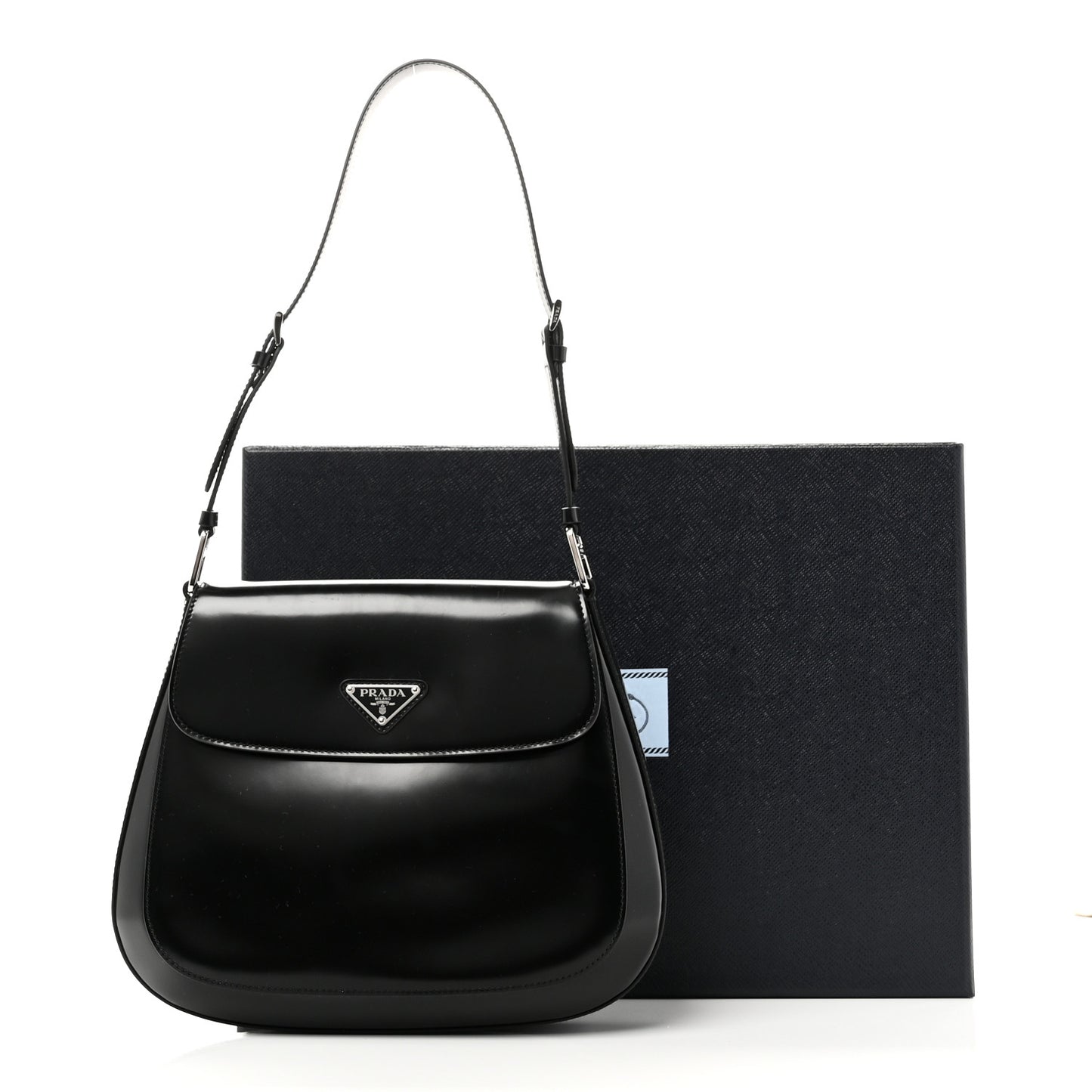 Spazzolato Cleo Flap Shoulder Bag Black