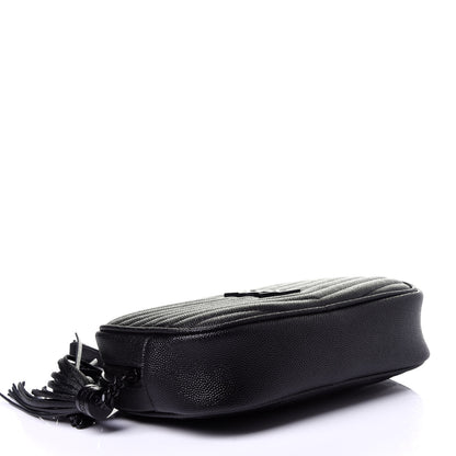 Saint Laurent Grain De Poudre Matelasse Monogram Mini Lou Camera Bag Black 4 of 11