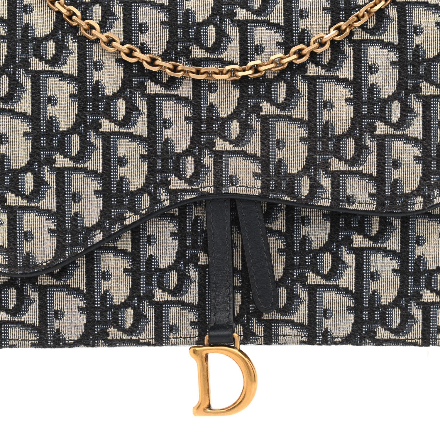 Christian Dior Oblique Saddle Chain Pouch Blue 8 of 12