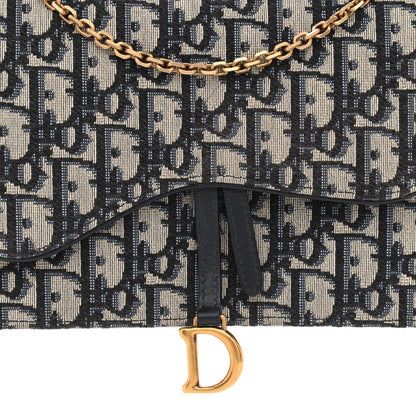 Christian Dior Oblique Saddle Chain Pouch Blue 8 of 12