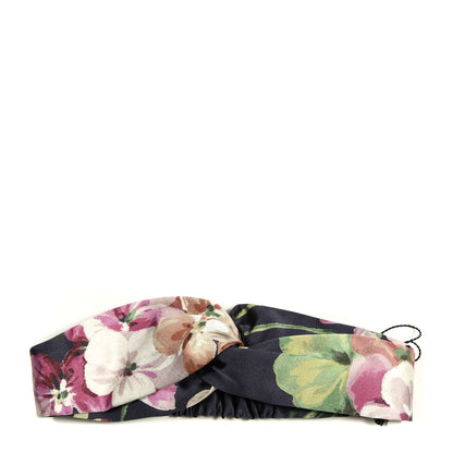 Gucci Silk Blooms Print Duchesse Headband Navy 1 of 4