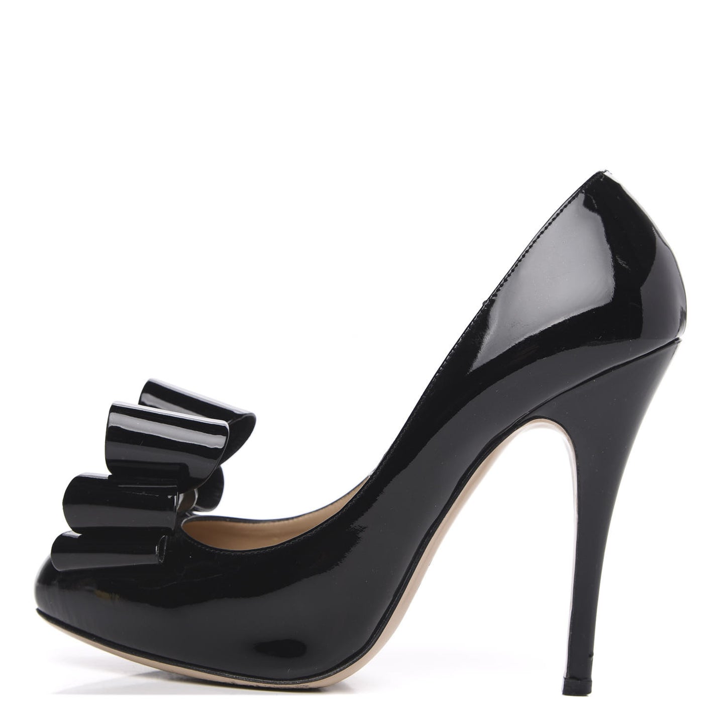 Patent Bow Hidden Platform High Heel Pumps 37.5 Black