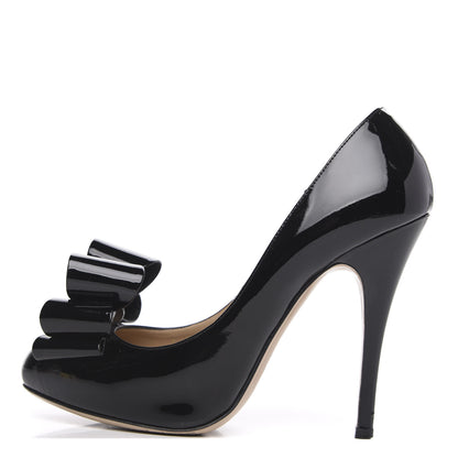 Valentino Garavani Patent Bow Hidden Platform High Heel Pumps 37.5 Black 1 of 12