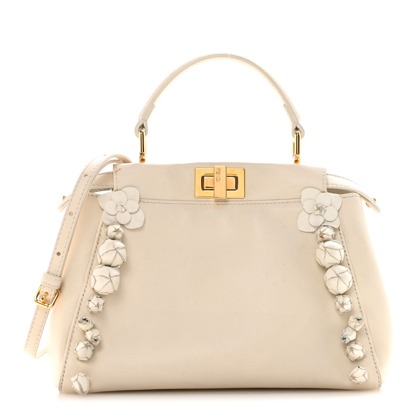Nappa Rosebud Mini Peekaboo Iconic Satchel Bianco