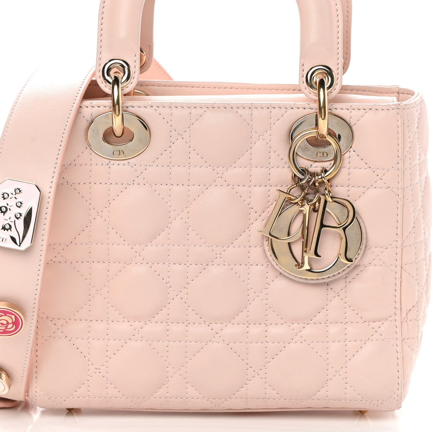 Lambskin Cannage Small Lucky Badges My Lady Dior Pink