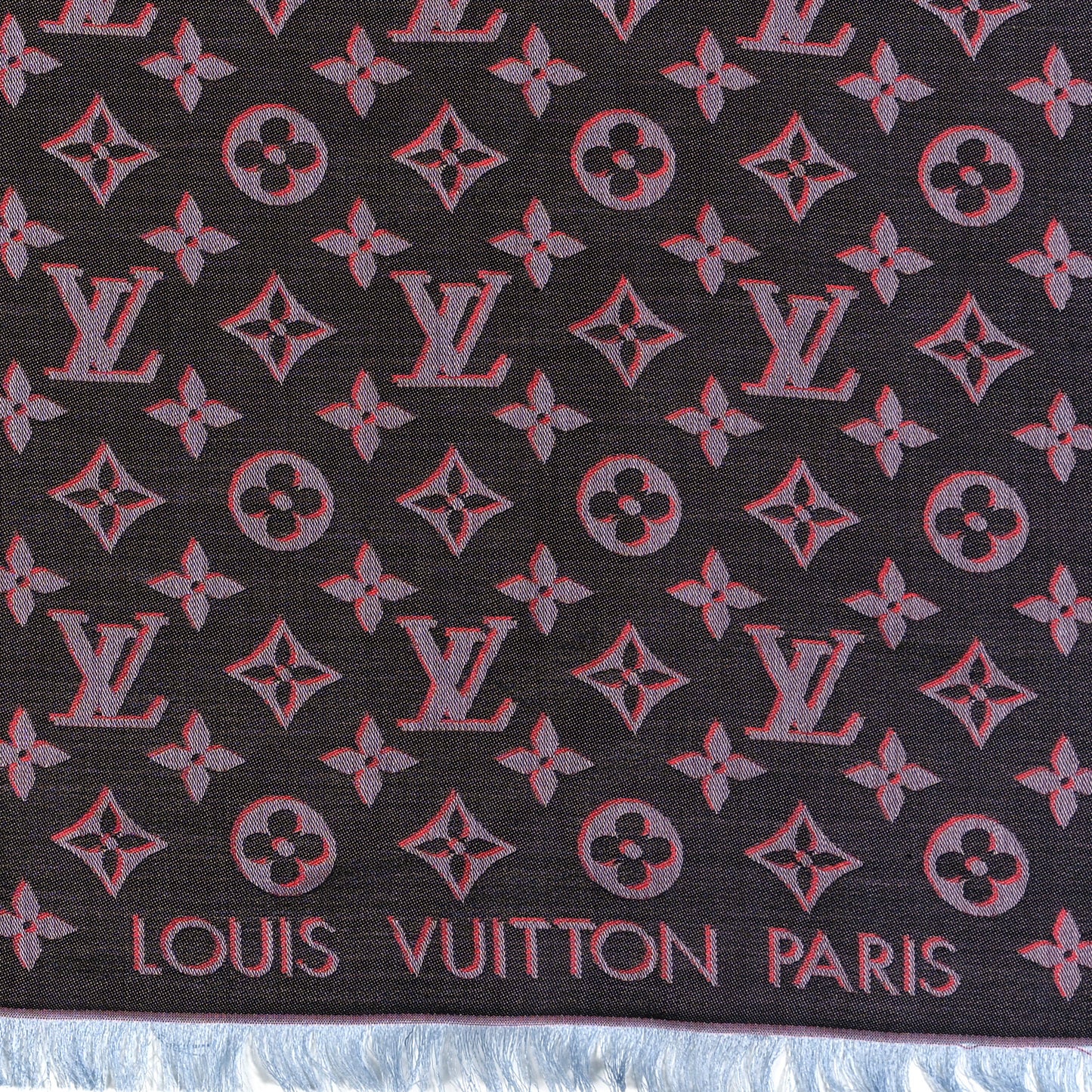 Silk 3D Monogram Shawl Charcoal Grey