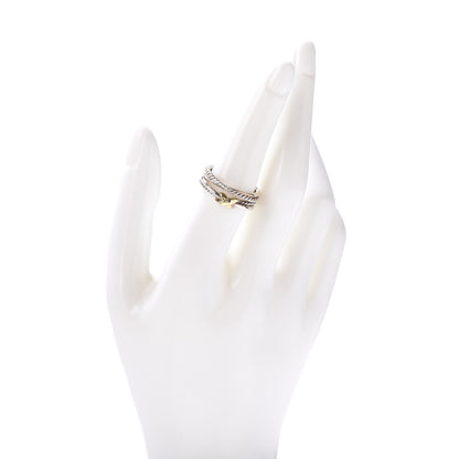 David Yurman Sterling Silver 18K Yellow Gold 6mm X Crossover Ring 54 6.75 2 of 5
