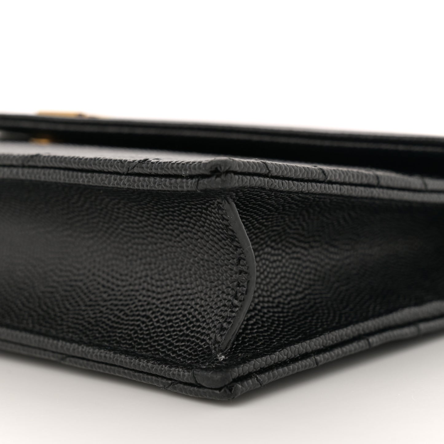 Grain De Poudre Matelasse Chevron Monogram Envelope Chain Wallet Black