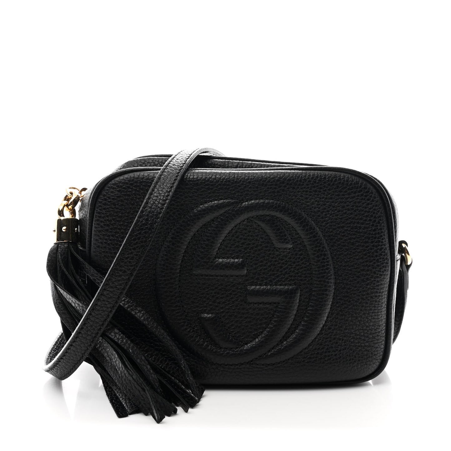 Pebbled Calfskin Small Soho Disco Bag Black