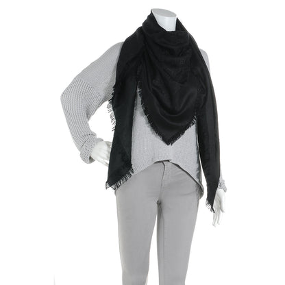 Louis Vuitton Silk Wool Monogram Shawl Black 2 of 4