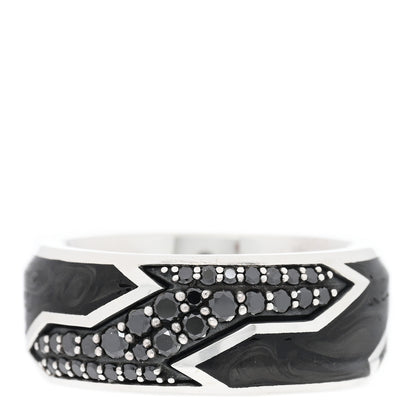 David Yurman Sterling Silver Black Diamond Forged Carbon Beveled Band Ring 60 9 1 of 5