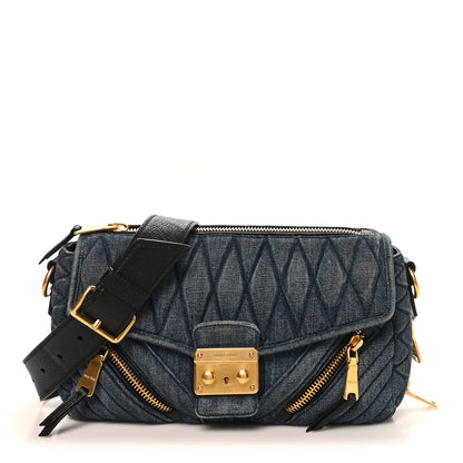 Miu Miu Denim Matelasse Biker Shoulder Bag Avio 1 of 9