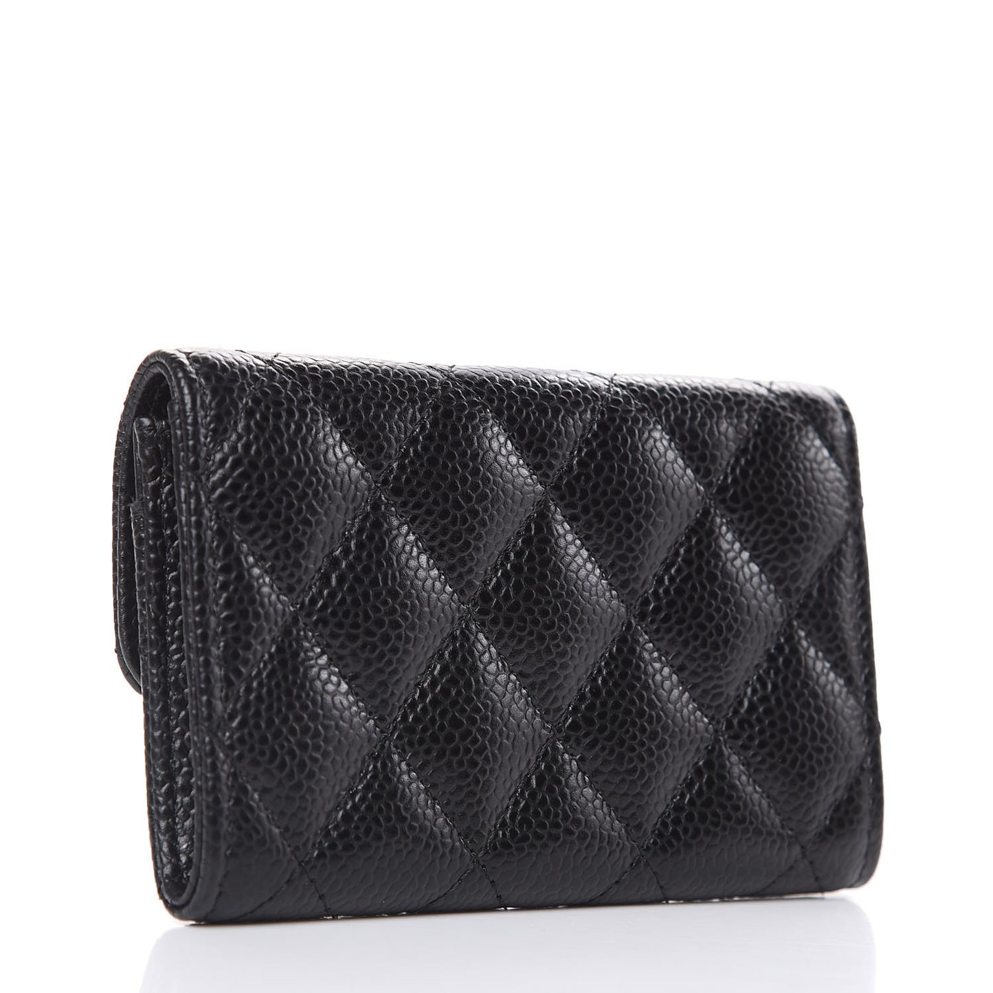 Caviar Quilted Flap Card Holder Black