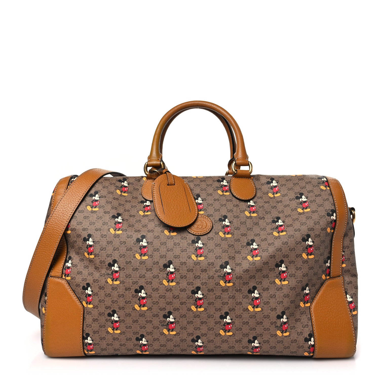 Gucci X DISNEY Mini Vintage GG Supreme Monogram Mickey Mouse Medium Carry-On Duffle Bag Beige Vintage Sun Oil 1 of 10