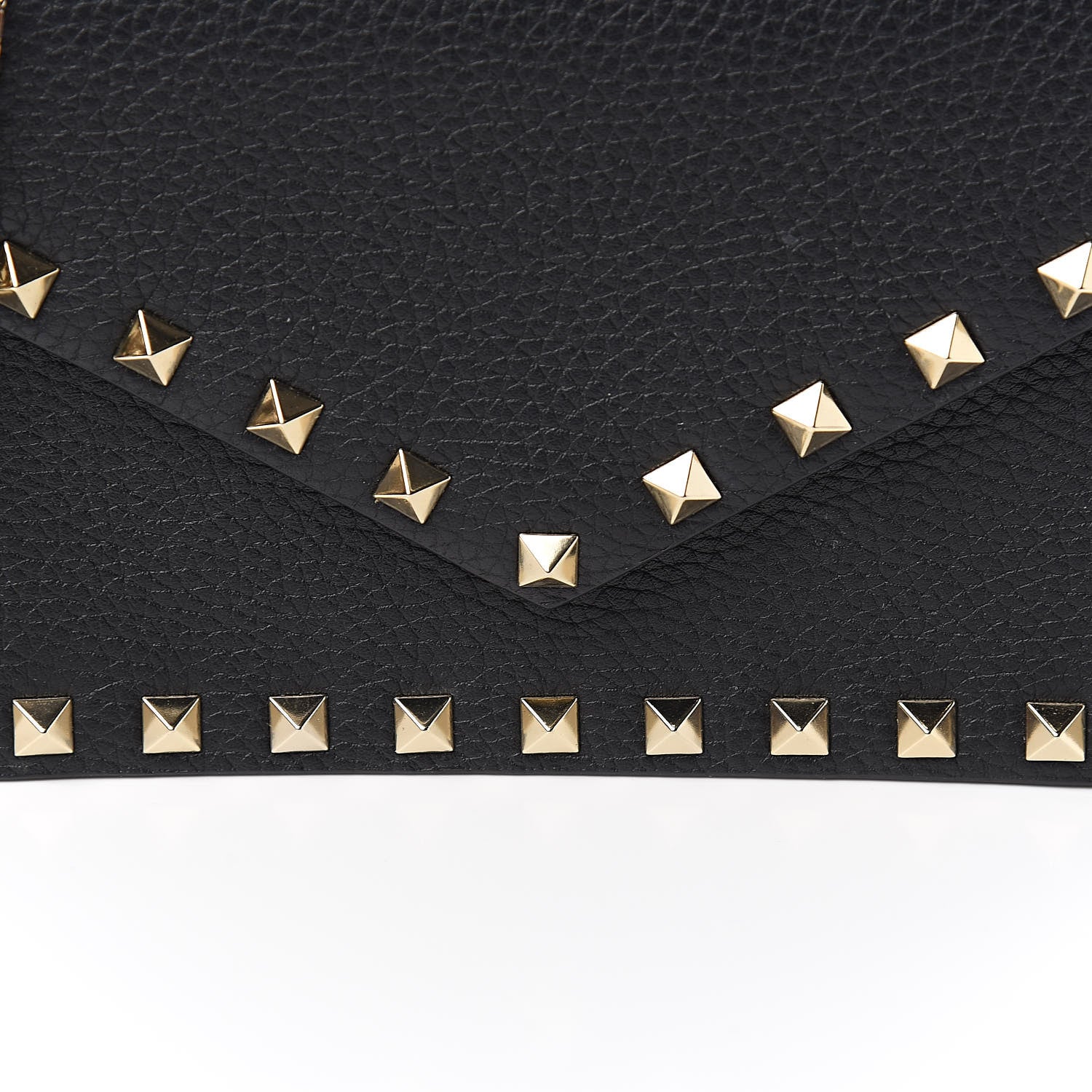 Valentino Garavani Pebbled Calfskin Rockstud Envelope Wallet on Chain Black 9 of 9