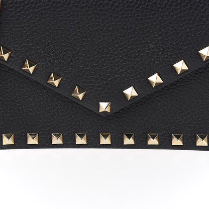 Valentino Garavani Pebbled Calfskin Rockstud Envelope Wallet on Chain Black 9 of 9
