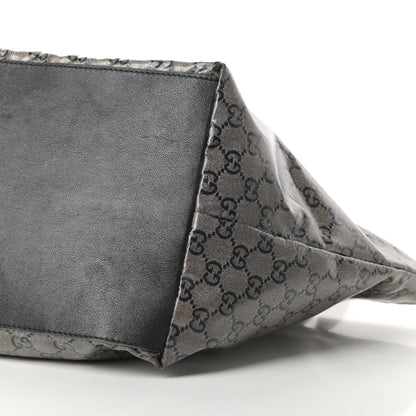 Gucci Crystal Monogram Medium Web Handle Bucket Tote Black 10 of 12