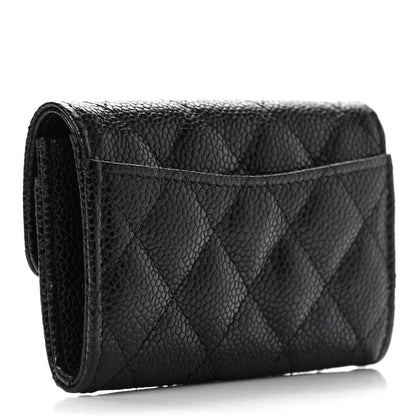 Chanel Caviar Quilted Flap Card Holder Wallet Black 3 of 9