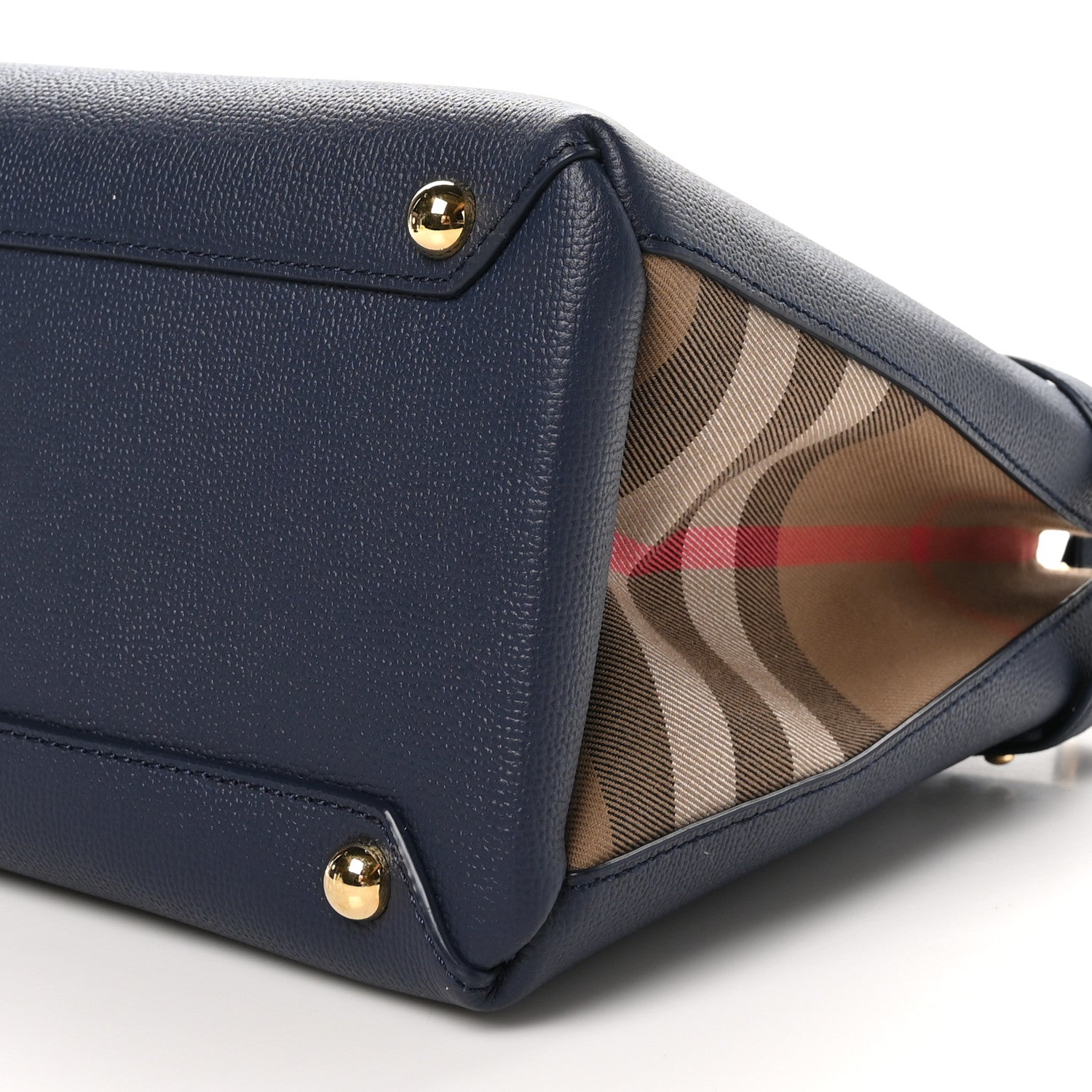 Burberry Derby Calfskin Vintage Check Medium Banner Tote Regency Blue 11 of 11