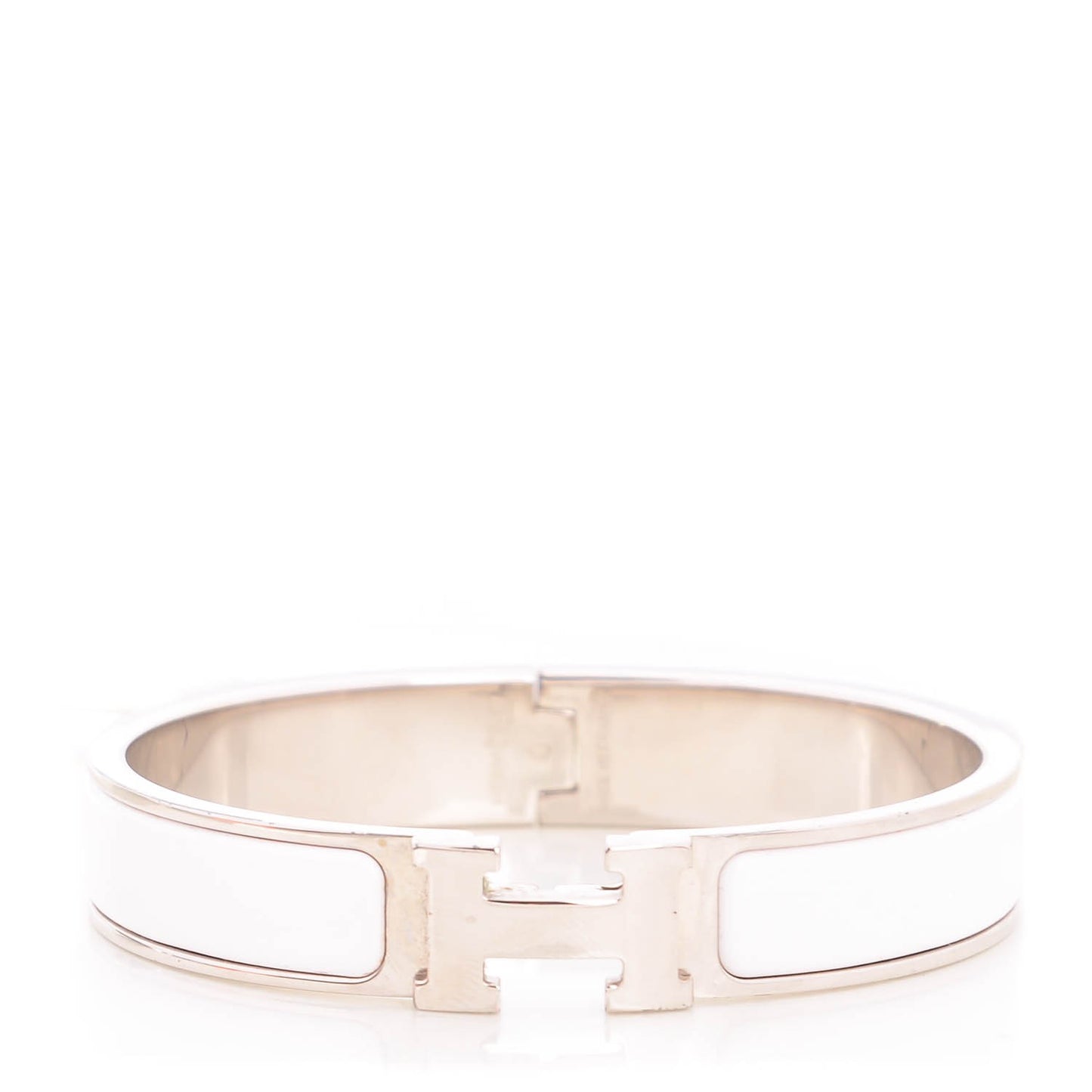 Enamel Narrow Clic Clac H Bracelet PM White
