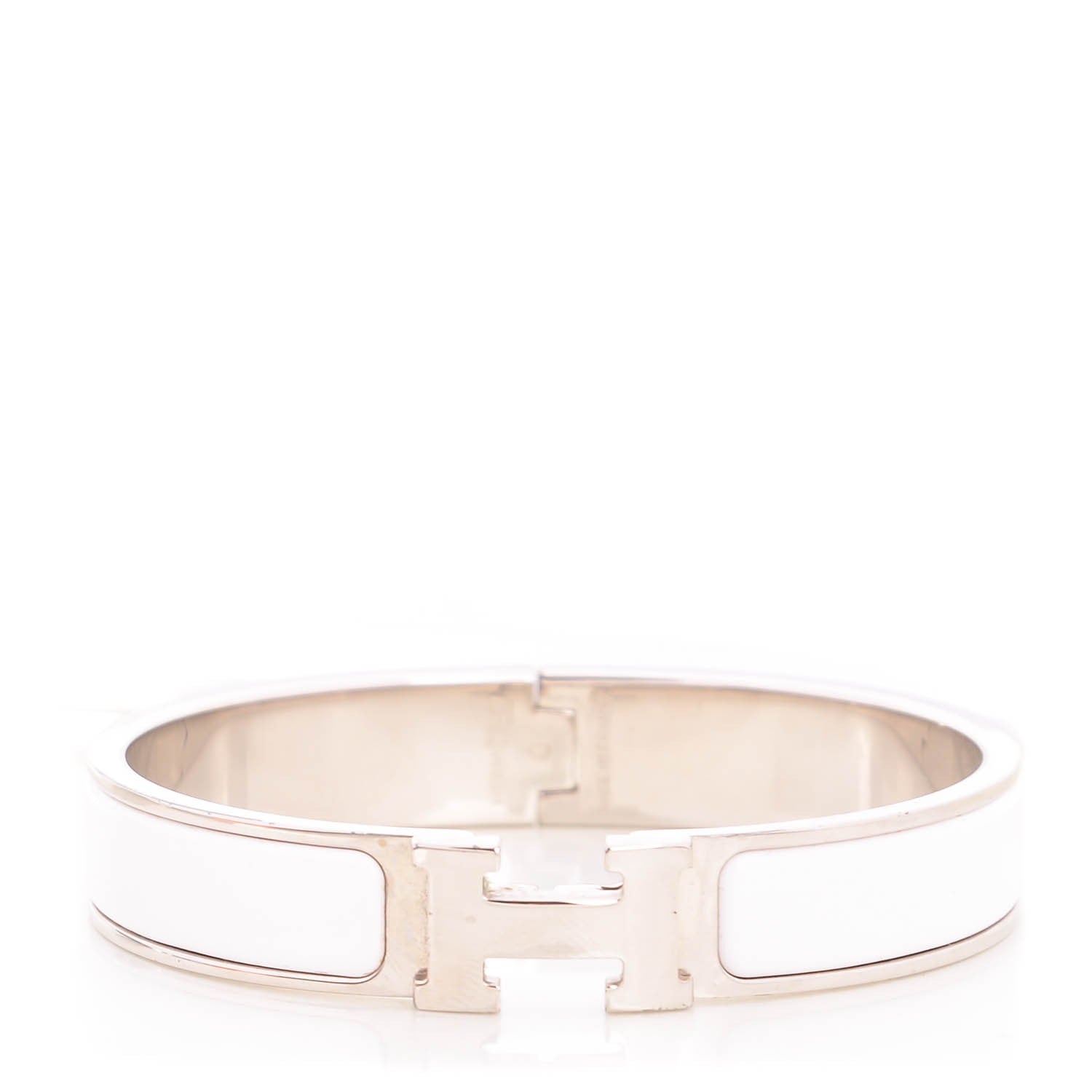 Hermes Enamel Narrow Clic Clac H Bracelet PM White 1 of 7
