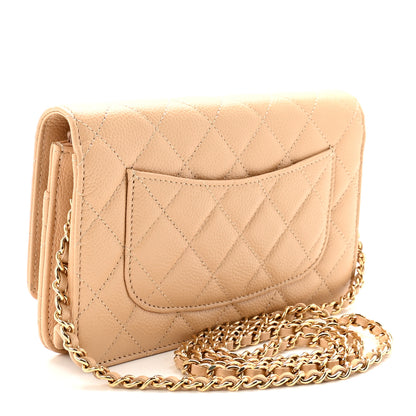 Chanel Caviar Quilted Wallet on Chain WOC Beige 3 of 12