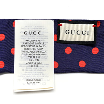 Gucci Silk Twill Dotsy Neck Bow Scarf Sapphire Red 3 of 3