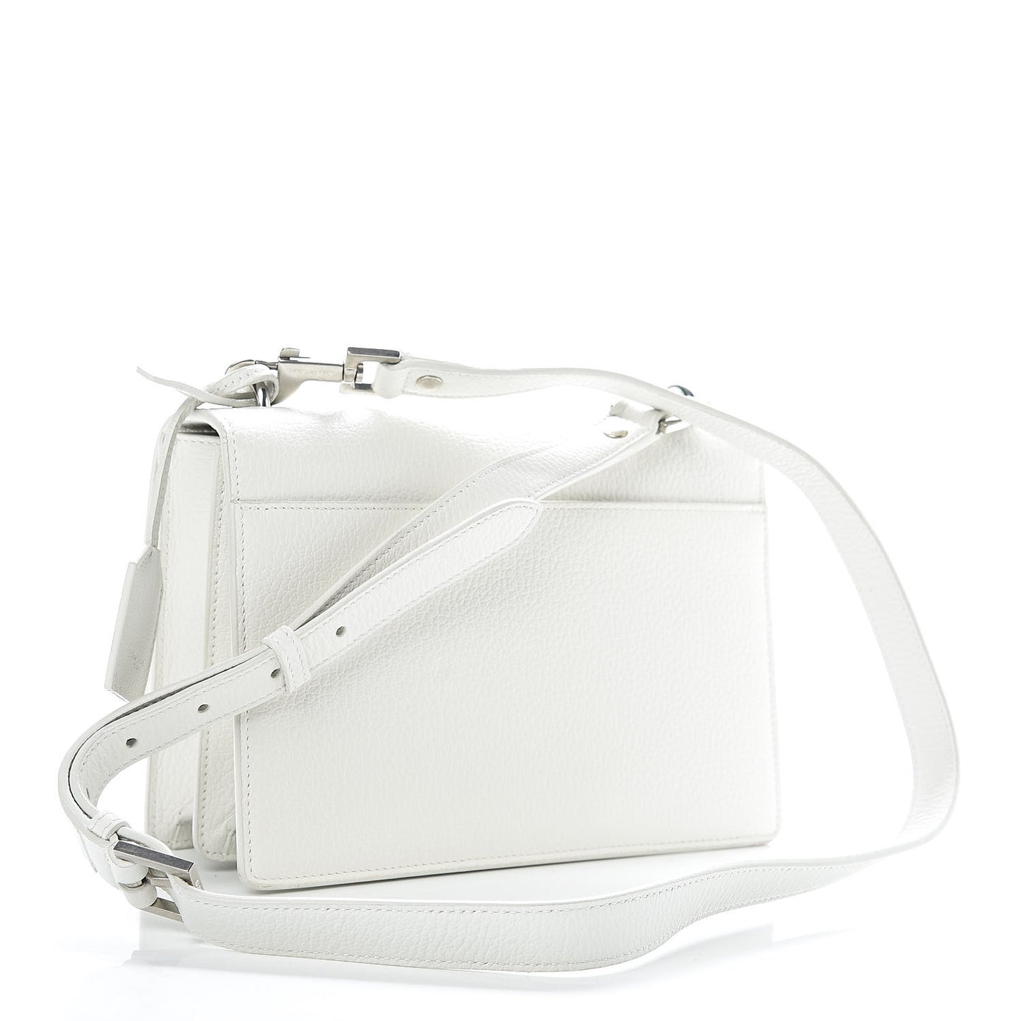 Grained Calfskin Medium Monogram Sunset Satchel White