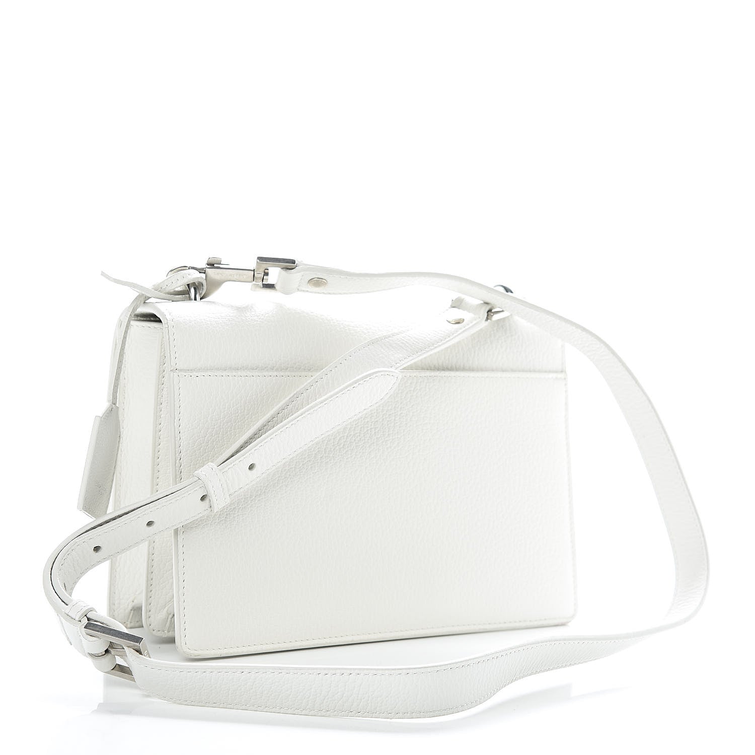 Saint Laurent Grained Calfskin Medium Monogram Sunset Satchel White 3 of 11